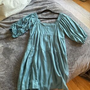 Blue Puff Sleeve Dress